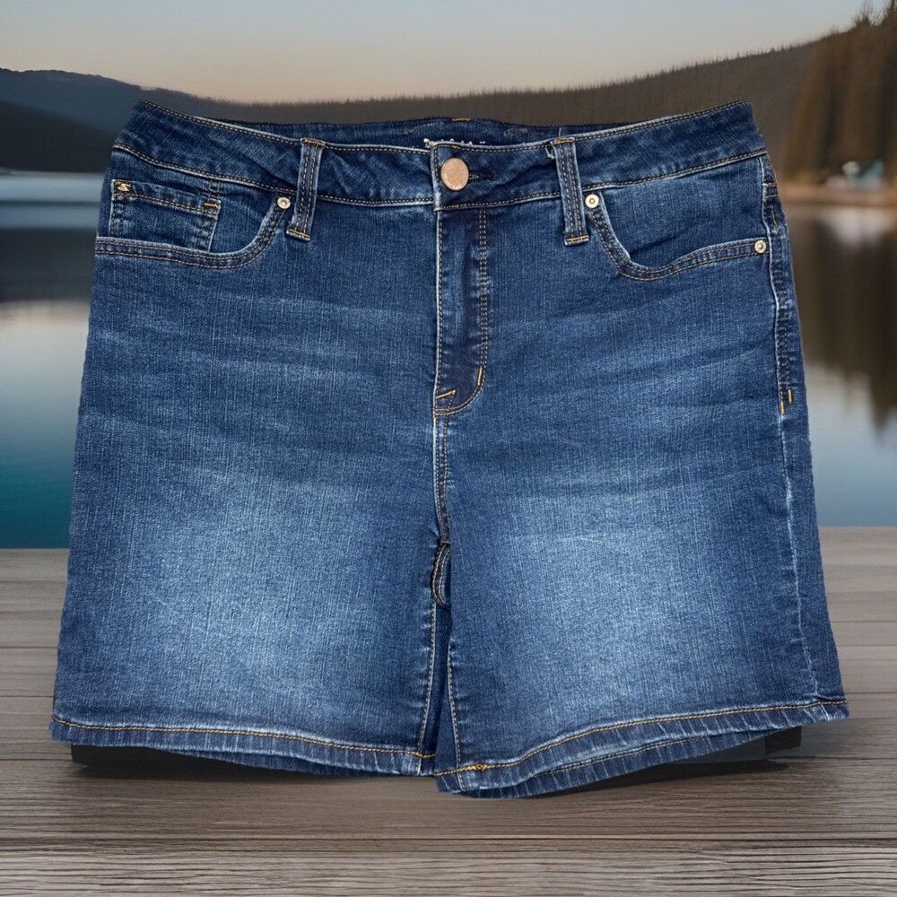Seven7 Weekend Shorts 12 (W33 Inseam 6.5) Dark Wash Blue Denim Stretch Womens